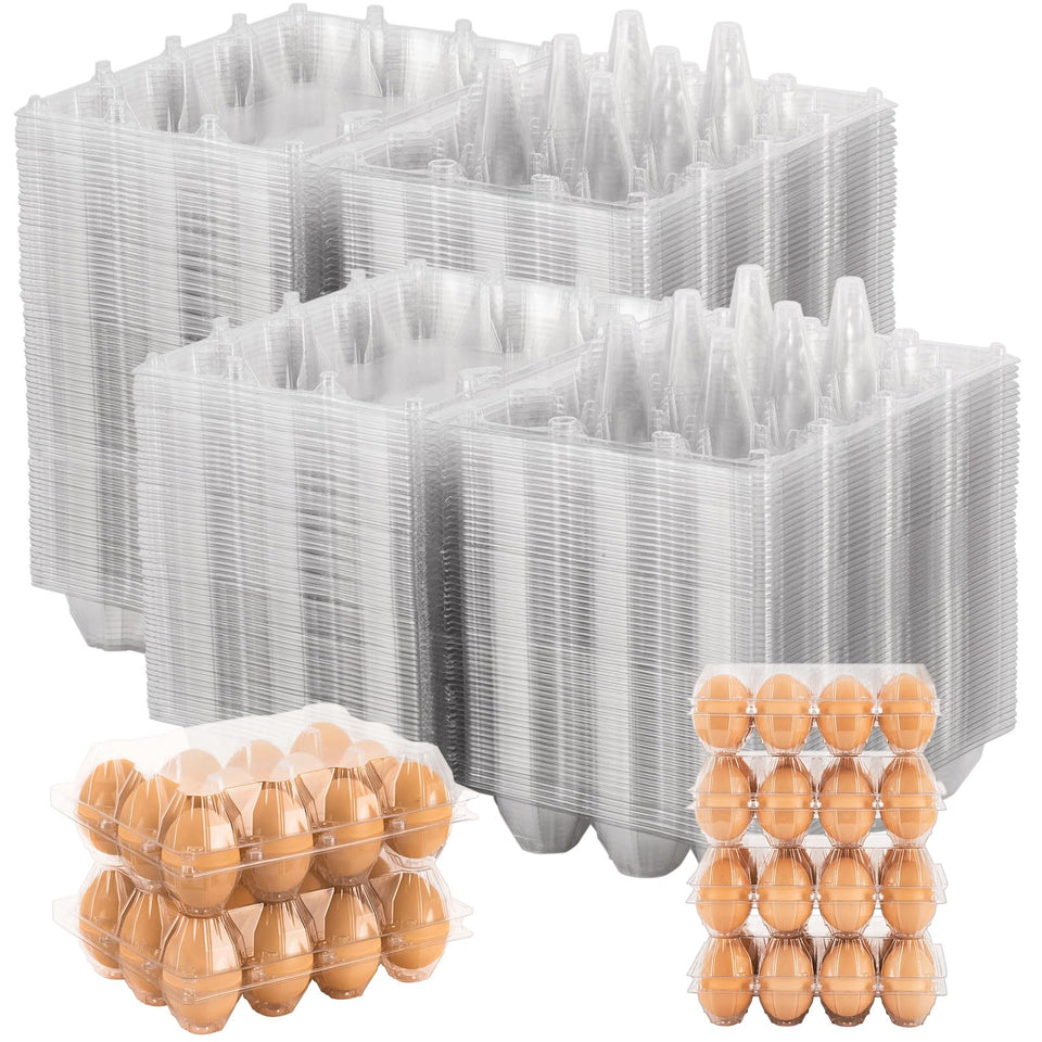 Lixavaer 180-pack clear egg cartons with stackable design for bulk storage.