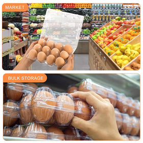 Lixavaer reusable egg containers in a 3x4 grid for bulk packaging
