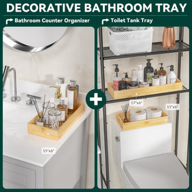 Lixple bamboo stackable bathroom tray for vanity essentials.