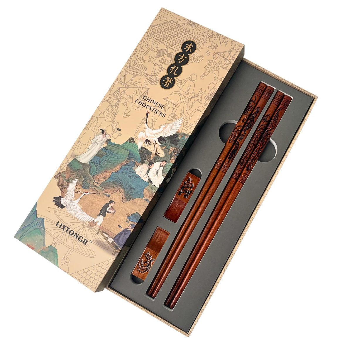 LIXTONGR dragon-design chopsticks for stylish, traditional meals