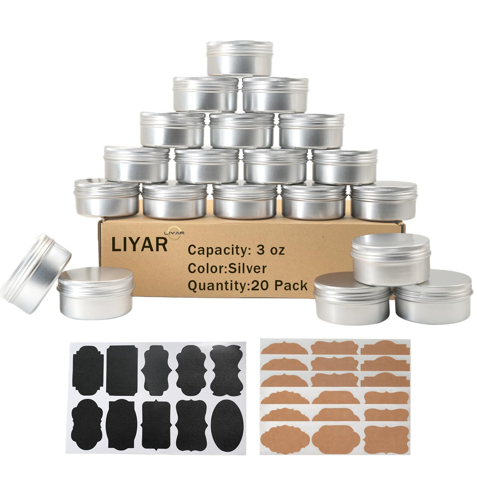 LIYAR 3 oz tin with screw lid for secure, leak-free storage.