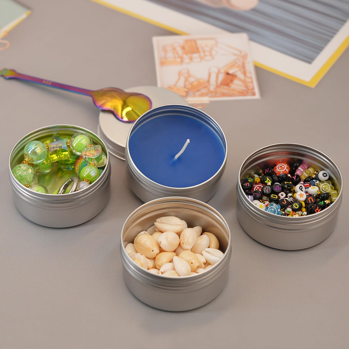 LIYAR silver metal tins offering durable reusable storage.