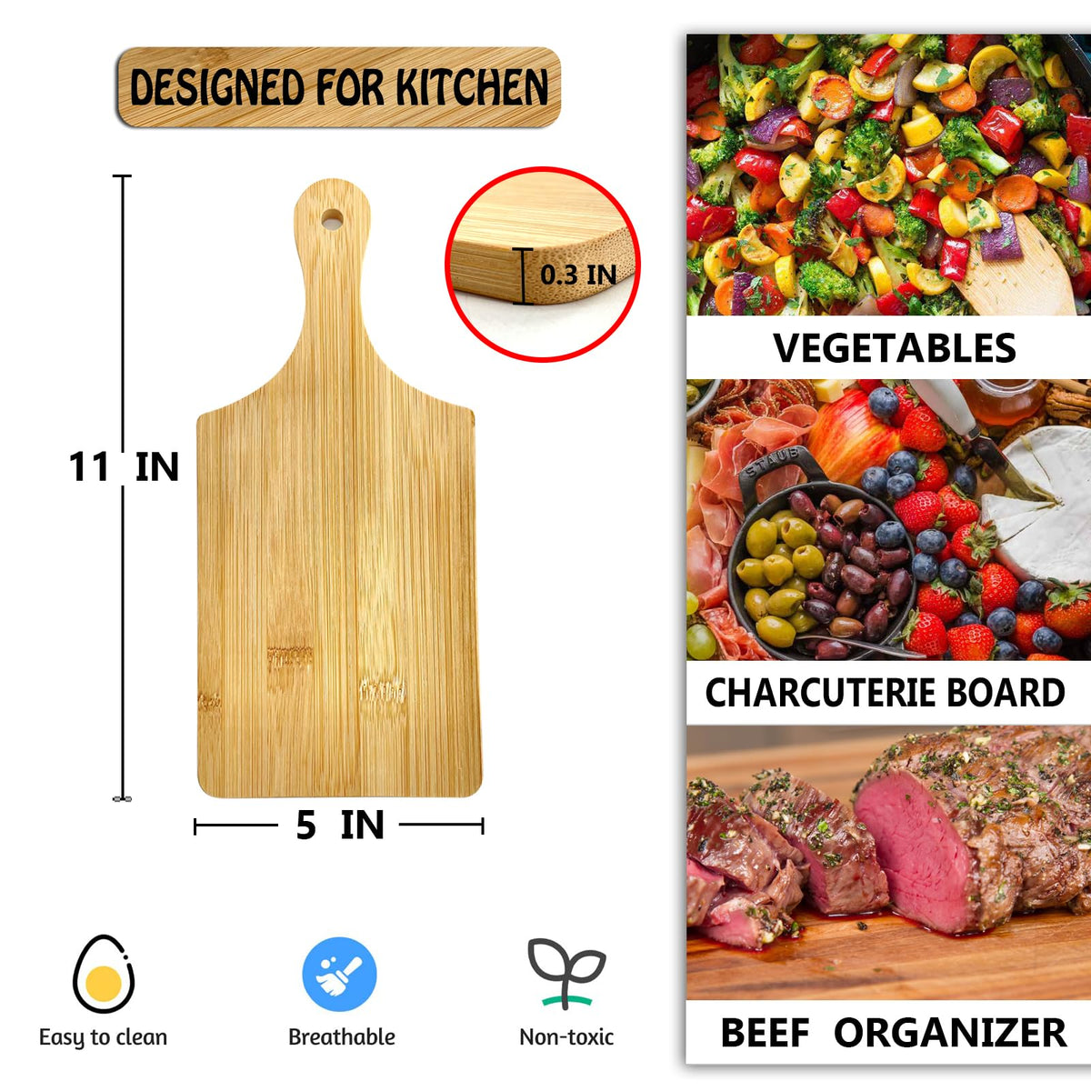 Liyeeeuo wooden cutting board with handle for easy serving