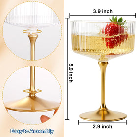 LIYH 10oz plastic coupe glasses for cocktails, desserts, and beverages.