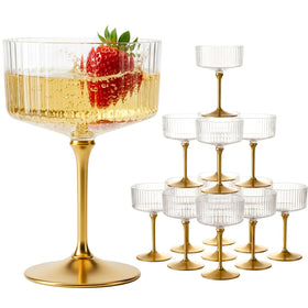 LIYH 20-piece plastic martini glasses 10oz clear with gold, ideal for elegant towers.