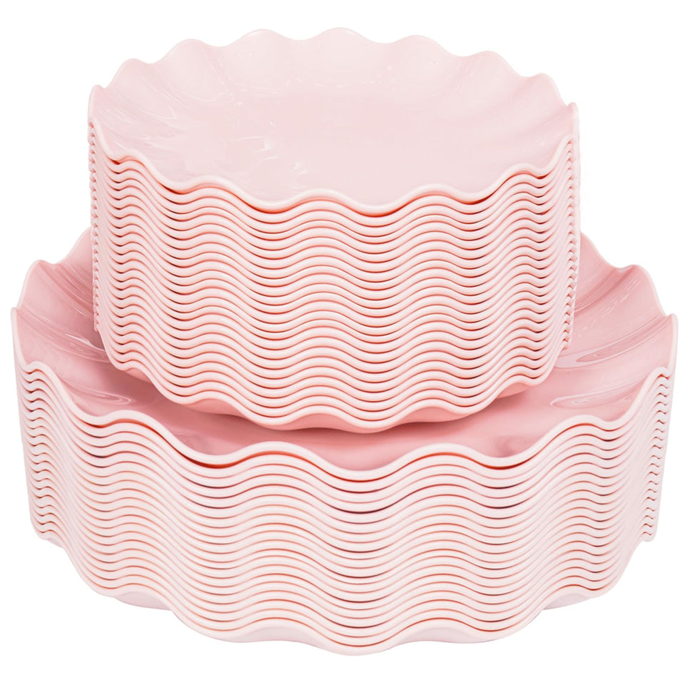LIYH pink 50-piece plastic plates for gatherings