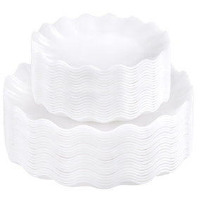 LIYH 50 Pcs White Scalloped Plates dinner view for elegant table setting
