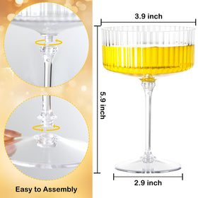 LIYH champagne glasses 10oz with vertical stripe design for elegant gatherings.