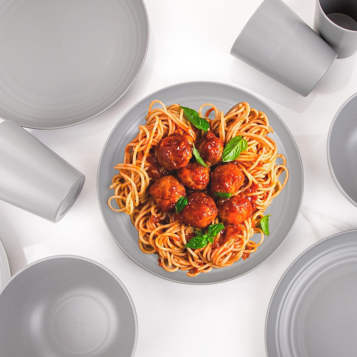 LIYH grey wheat straw dinnerware set dishwasher safe—easy cleanup after meals.