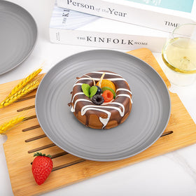 LIYH grey wheat straw dinnerware set microwave safe—reheat leftovers safely.