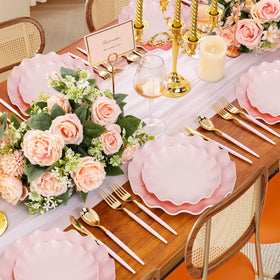LIYH pink plates enhance wedding reception tables