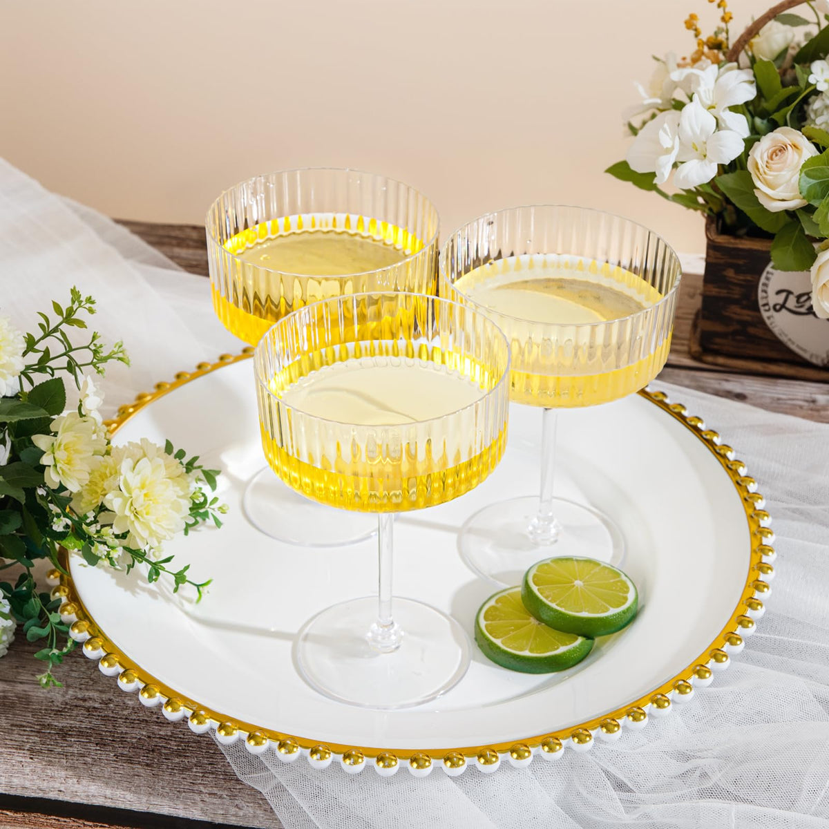 LIYH disposable champagne flutes for convenient cleanup after events.