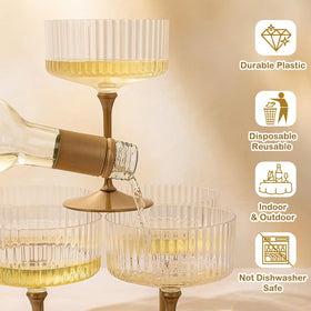 LIYH stackable design reduces storage space for bars and event planners.