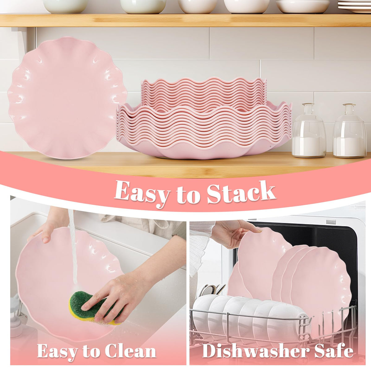 LIYH wavy daisy edge pink plates for elegant tables