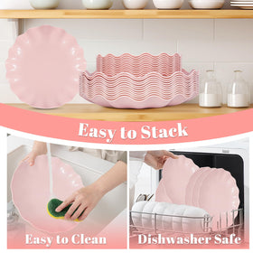 LIYH wavy daisy edge pink plates for elegant tables
