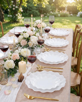 LIYH wedding banquet plates, elegant white design for receptions.