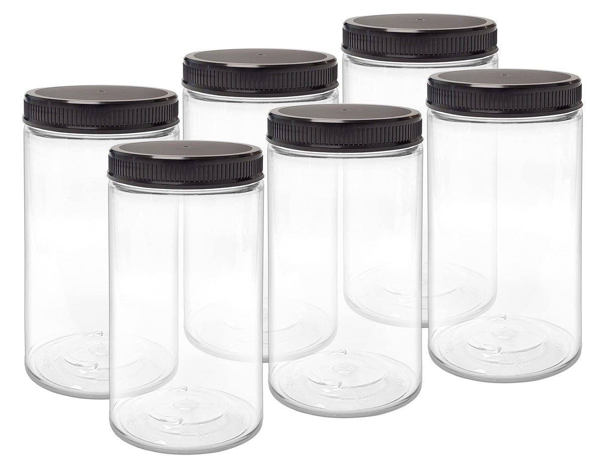 ljdeals wide-mouth clear PET jar easy filling and dumping of dry foods