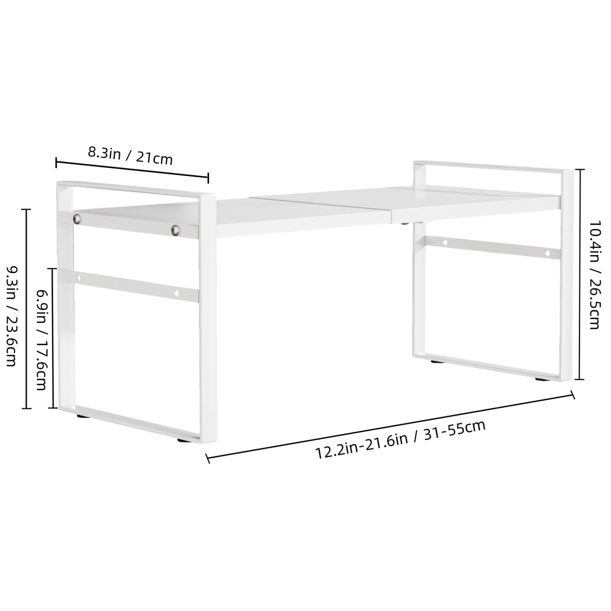 LJHFUQHUHU adjustable-width shelf in white, perfect for fitting varied cabinet sizes