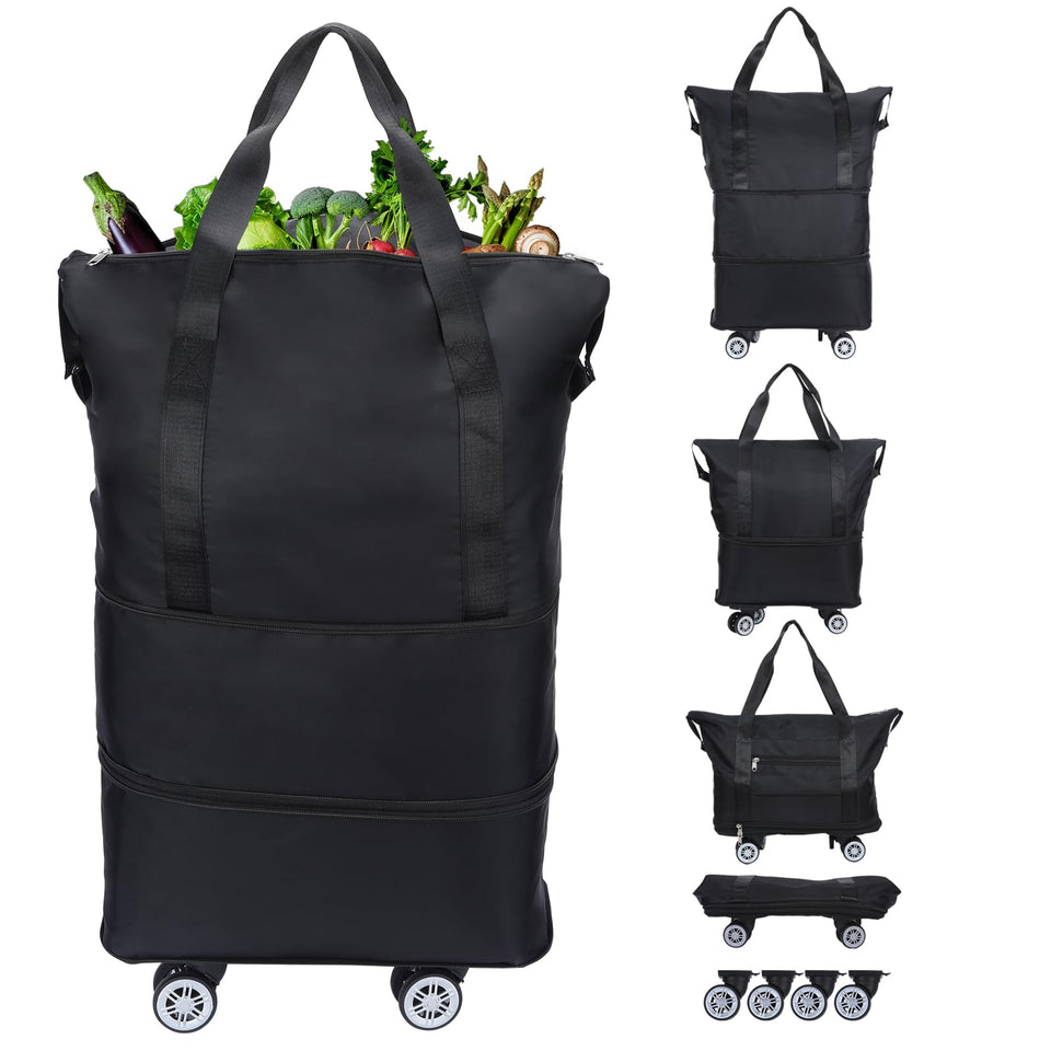 LKbeuuu reusable bag on wheels folded compactly for storage