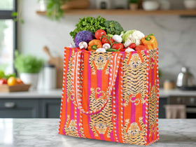 LKGSM RUGS handmade cotton tote, market-ready with spacious interior.