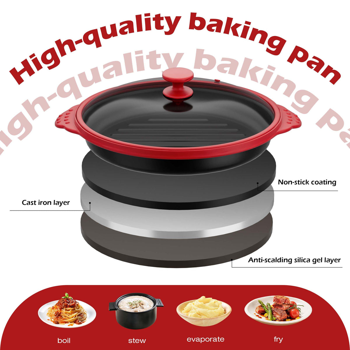 Lkicwah large capacity pan handles family meals without overflow