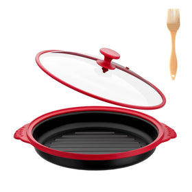 Lkicwah microwave grill pan with glass lid for even heat and crisp results