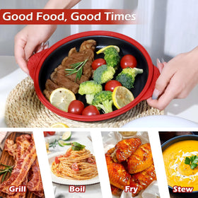 Lkicwah grill pan interior showing Heatwave technology for even heating