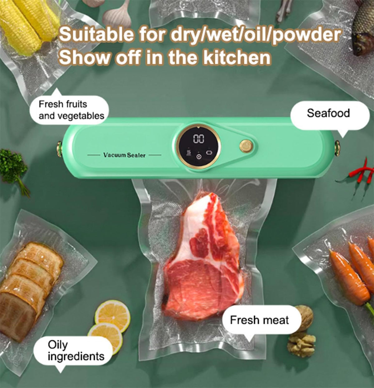 LKKNC vacuum sealer portable for apartments, RVs, or camping trips.
