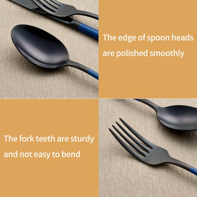LKTDYMEG dinner fork with black-blue handle for sturdy meals.