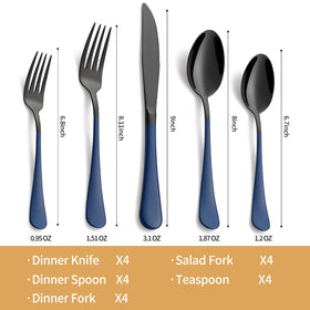 LKTDYMEG dinner knife with black-blue handle for everyday dining.