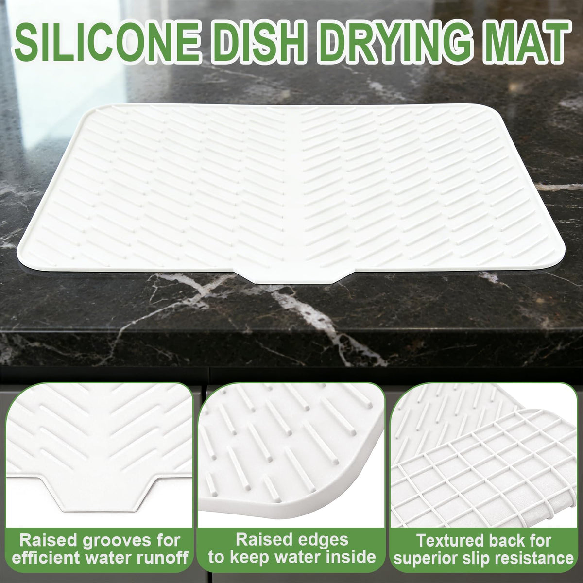 LKYLIVE non-slip, foldable drying mat stays in place and stores compactly.