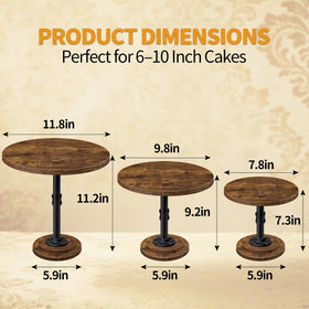 LLAXERGU 10-inch rustic wood cake stand ideal for cupcakes and dessert trays