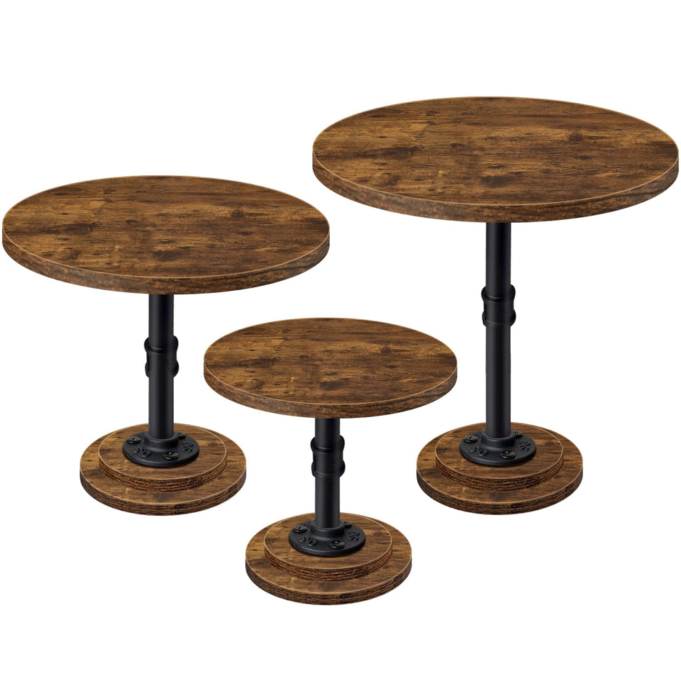 LLAXERGU 12-inch rustic wood cake stand showcases cakes with a stable base