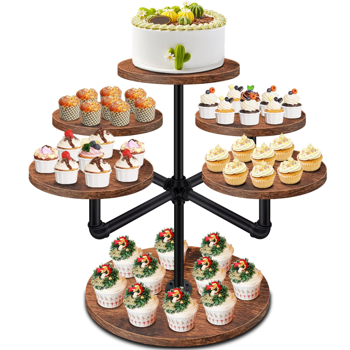 LLAXERGU 3-tier cupcake stand displaying up to 50 cupcakes for events.