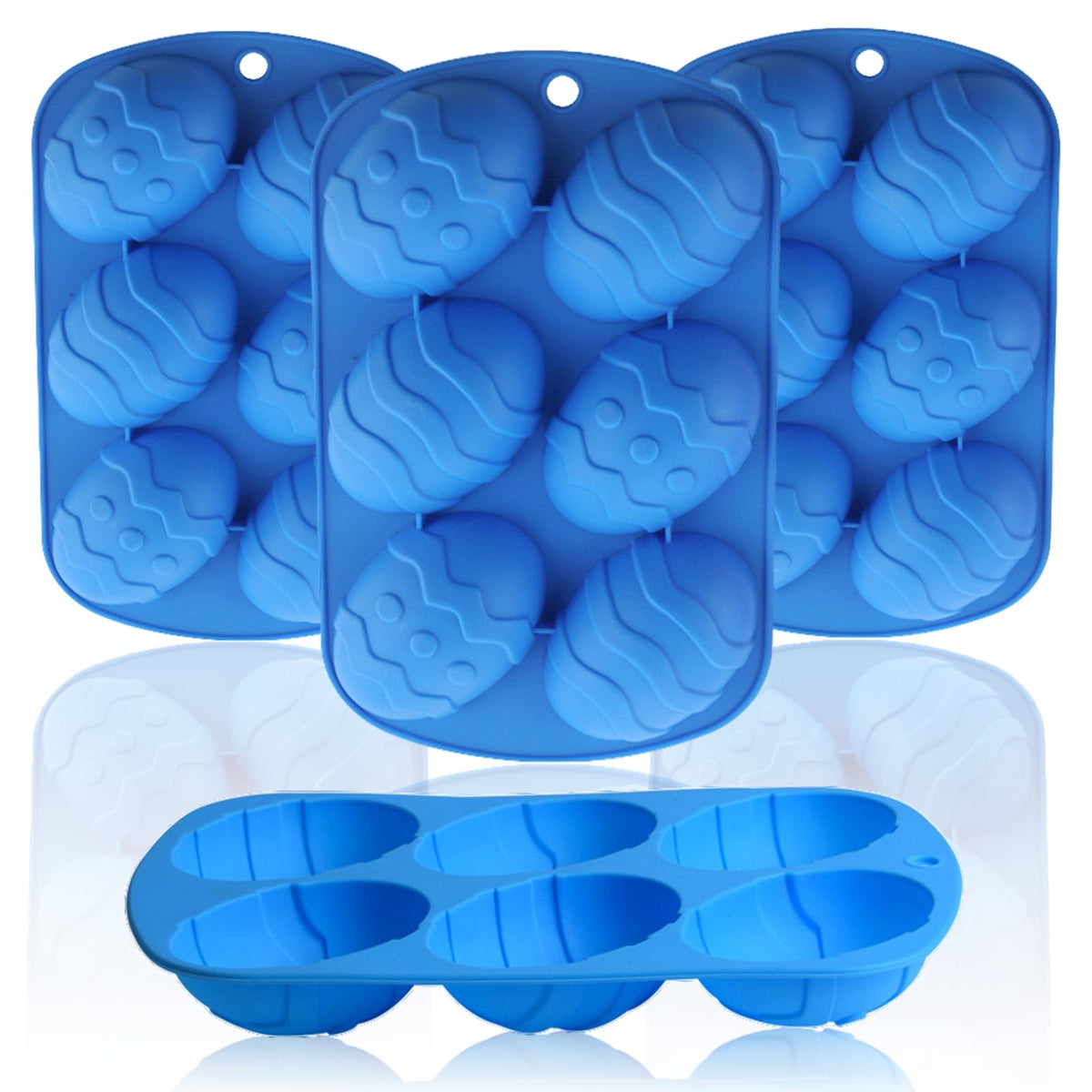 LLchunyun Easter egg molds 4-pack blue tray-ready for chocolates and candies