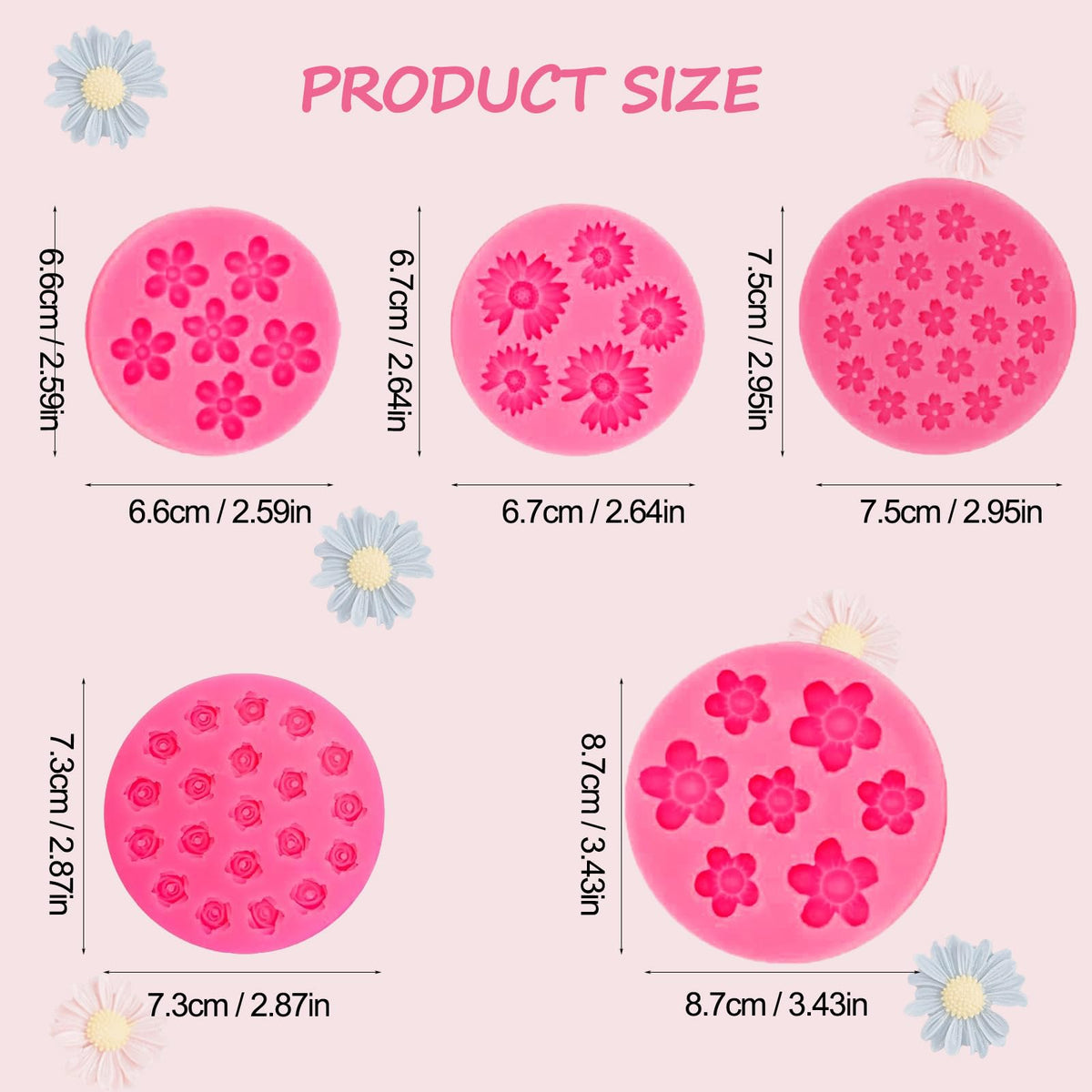 LLchunyun flower silicone mold pink pack for decorations and gifting