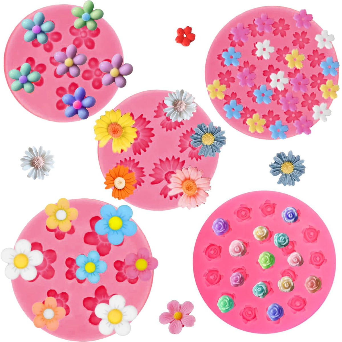 LLchunyun rose silicone flower mold for mini candies and decorations