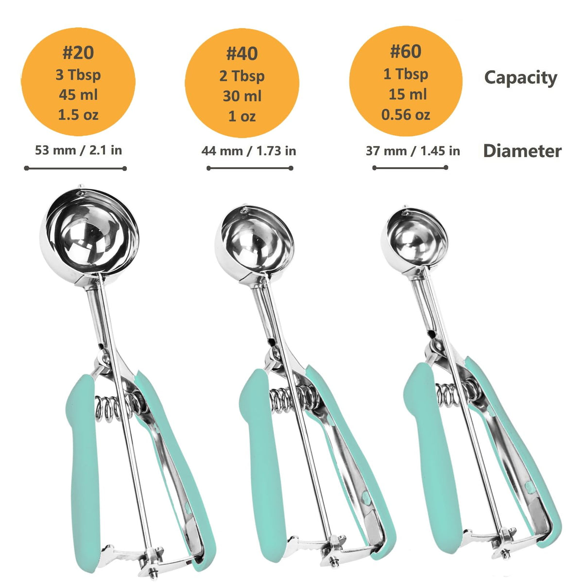 LLESCA medium cookie scoop with trigger release for even portions.