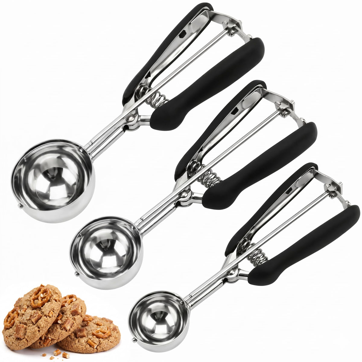 LLESCA cookie scoop set of 3 for precise baking portions.
