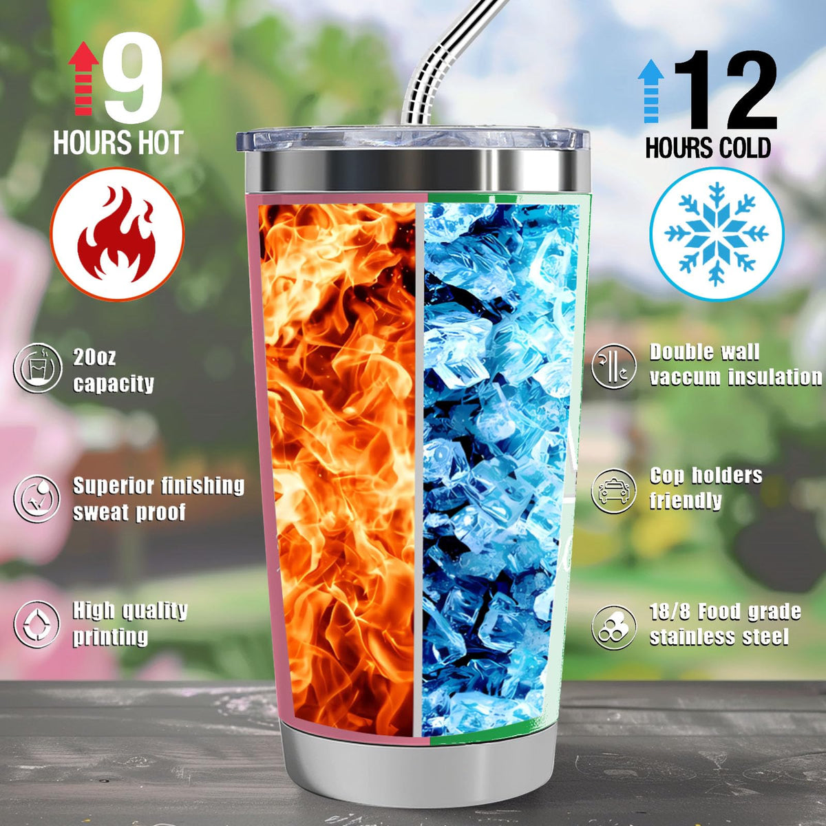 LLKJHGE compact tumbler fits most car cup holders