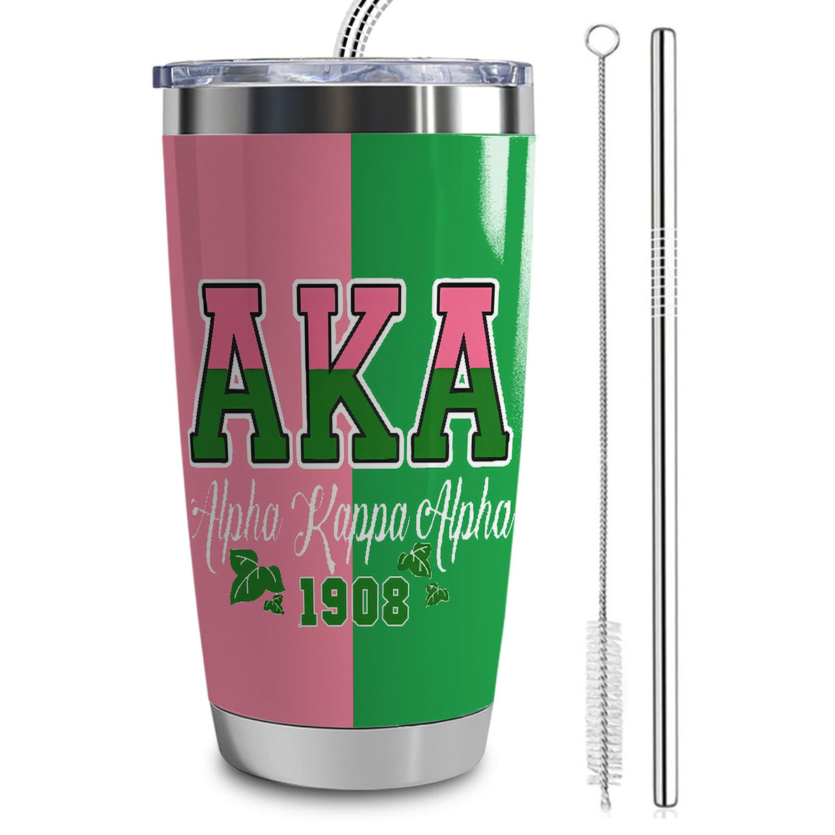 LLKJHGE sorority tumbler pink-green 1908 for parties and daily hydration