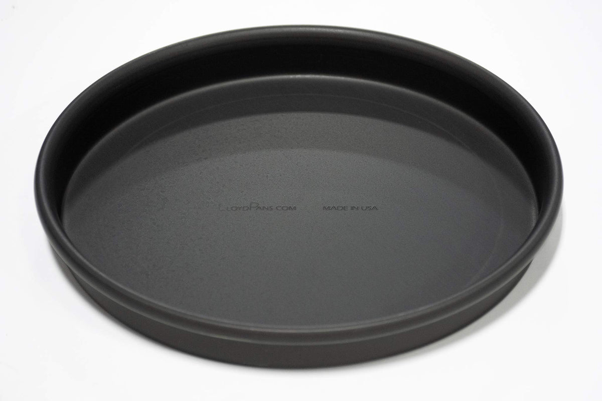 Lloyd Pans straight sided 10-inch pizza pan for even baking and consistent crust.