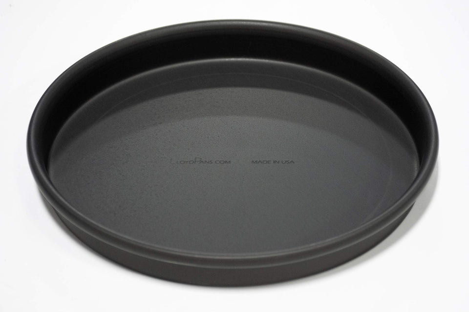 Lloyd Pans straight sided 10-inch pizza pan for even baking and consistent crust.