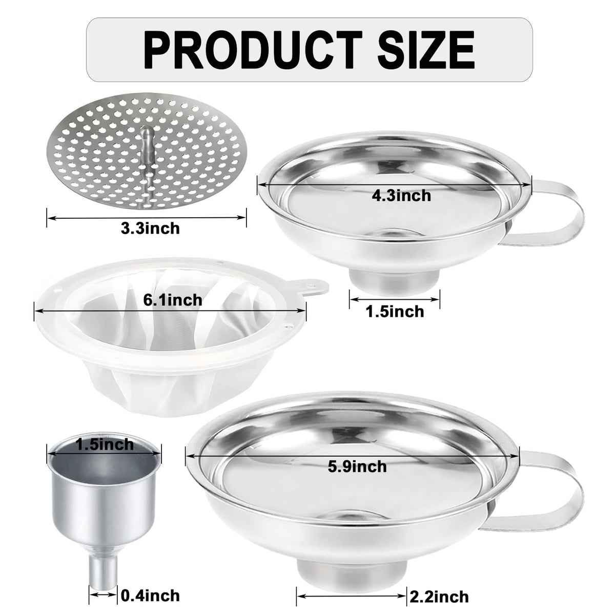 Lmoszuak kitchen funnel set of five pieces for versatile jars and bottles.