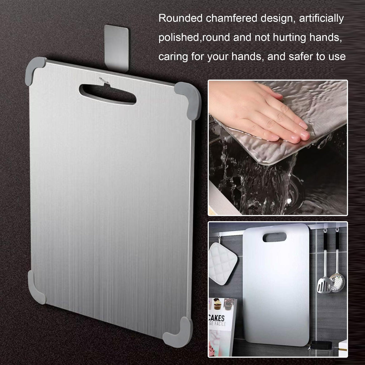Lmuwecno titanium cutting board 0.06in thick emphasizes a lightweight yet sturdy profile.