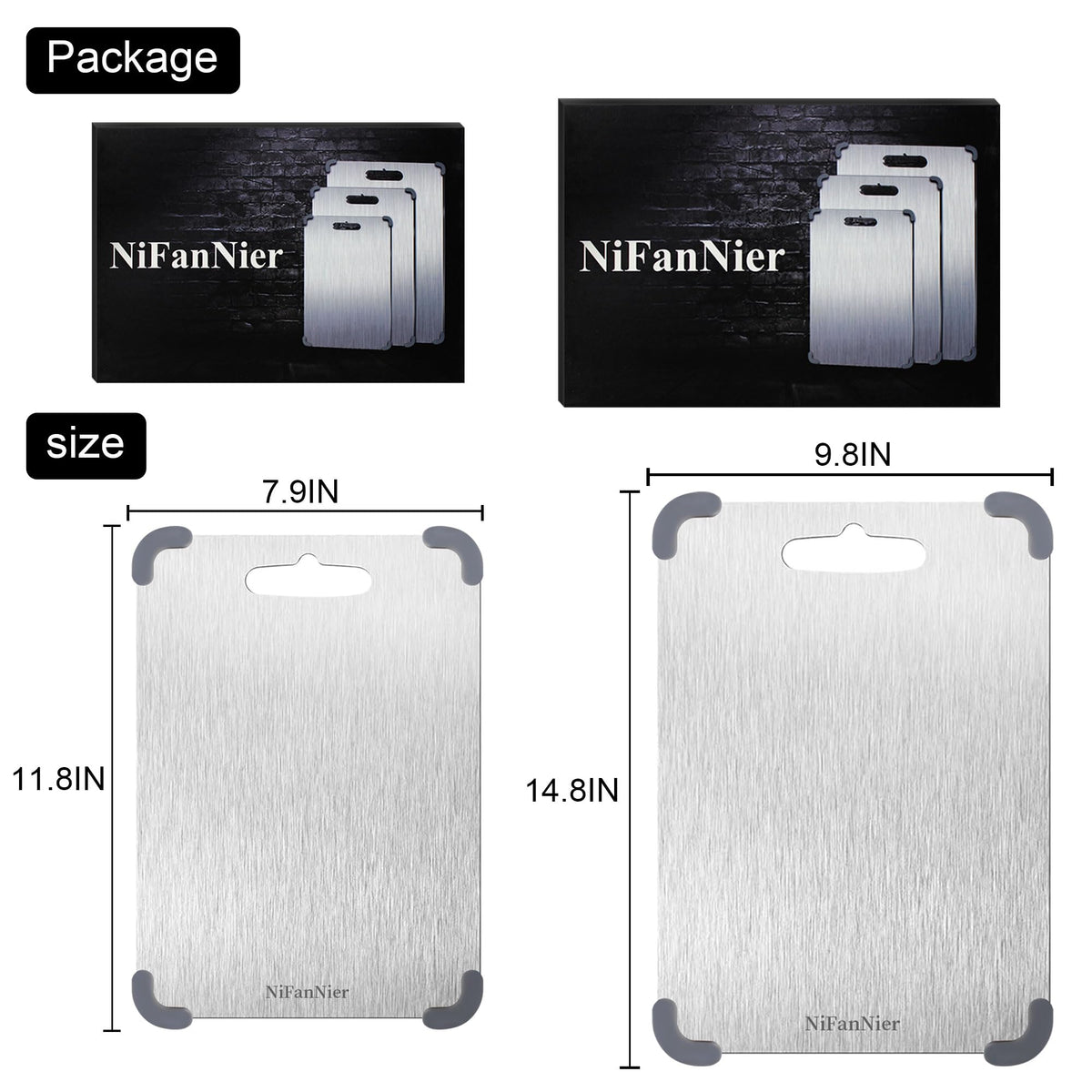 Lmuwecno titanium cutting board anti-slip corners provide stable chopping on busy counters.