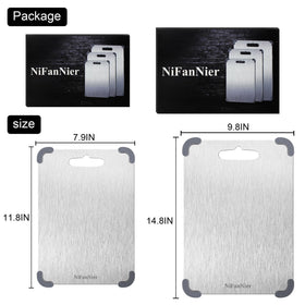 Lmuwecno titanium cutting board anti-slip corners provide stable chopping on busy counters.