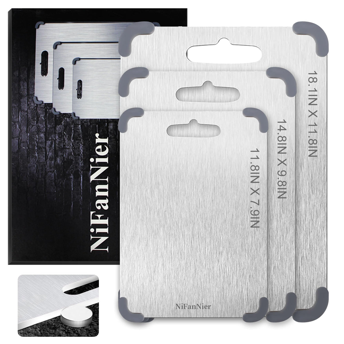 Lmuwecno titanium cutting board front view offers a durable surface for quick prep.
