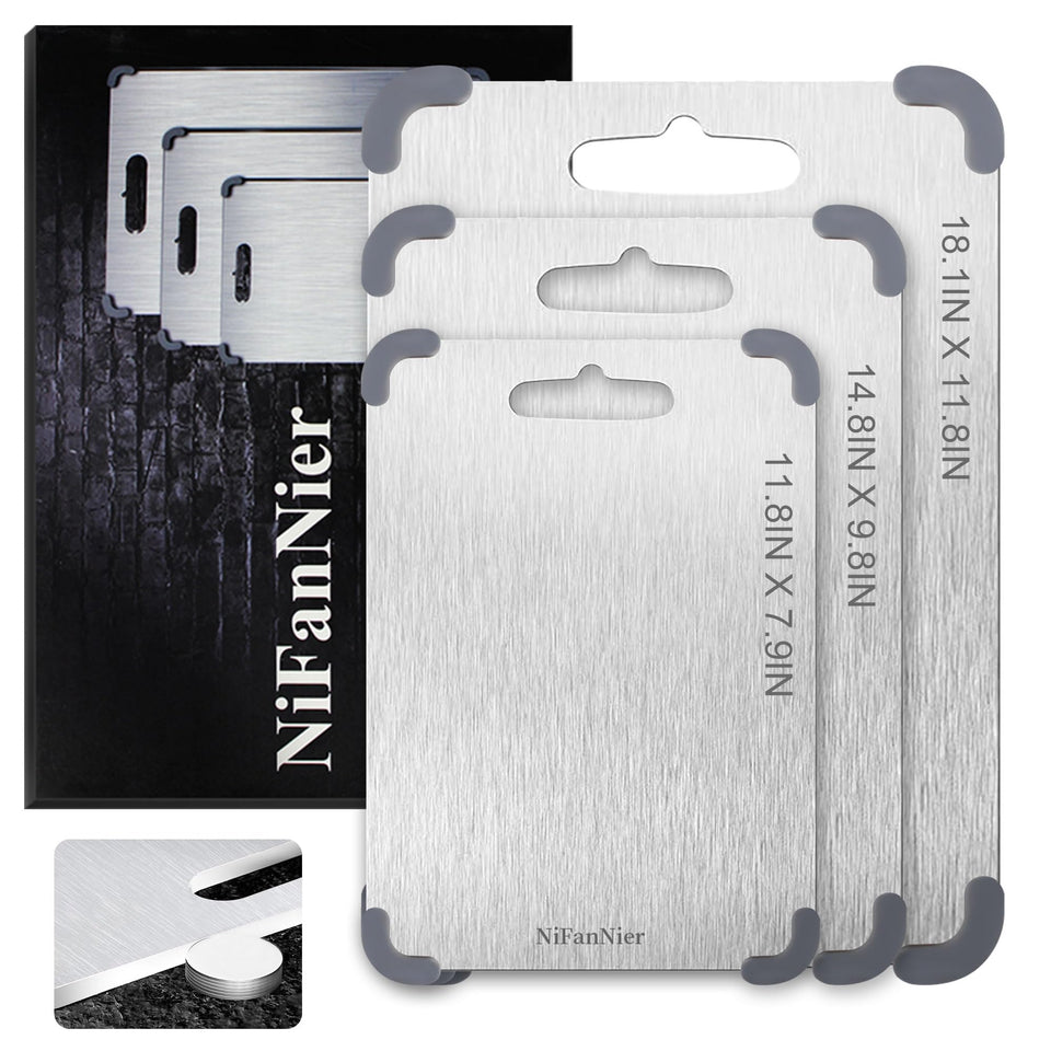 Lmuwecno titanium cutting board front view offers a durable surface for quick prep.