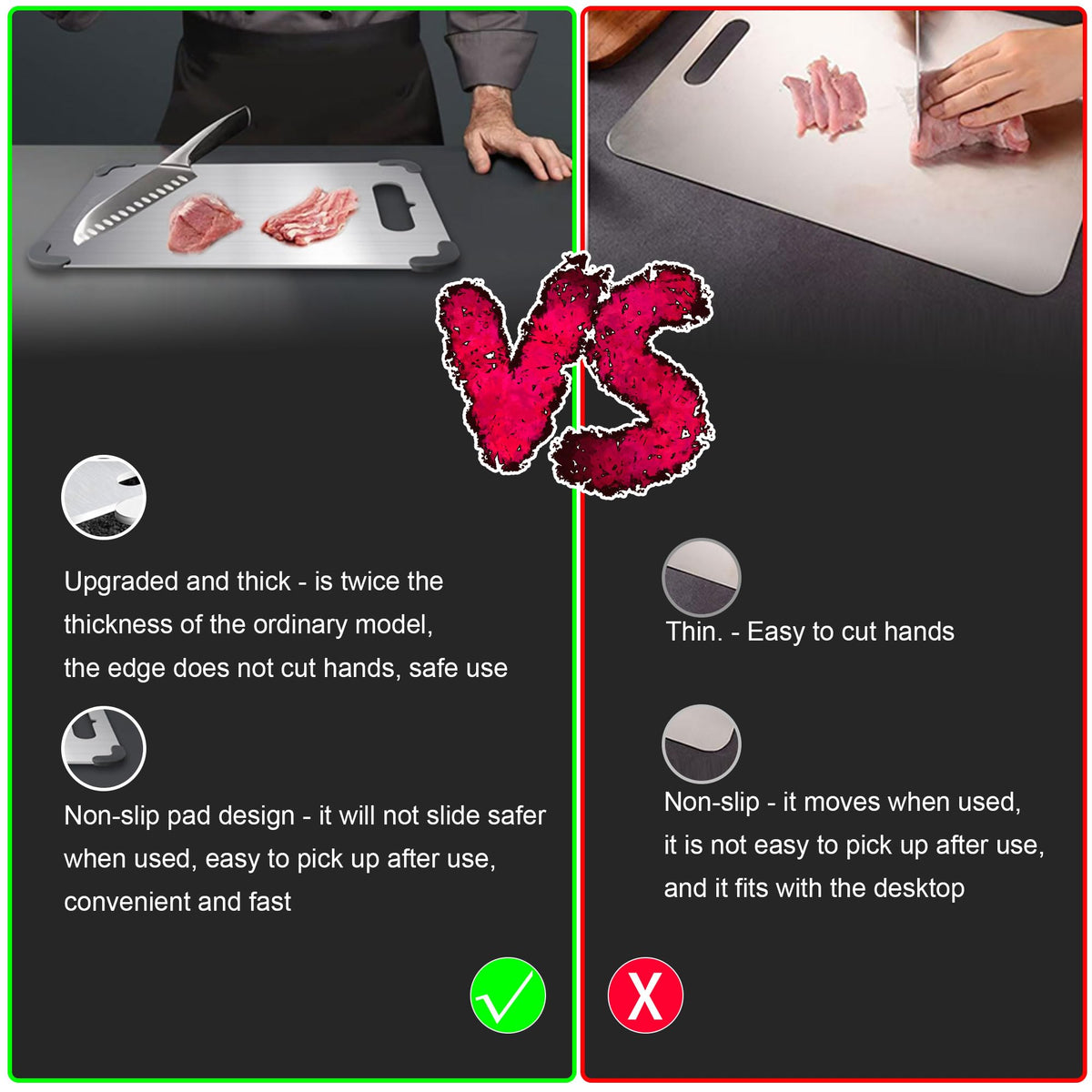 Lmuwecno titanium cutting board guard-angle helps you lift safely after use.